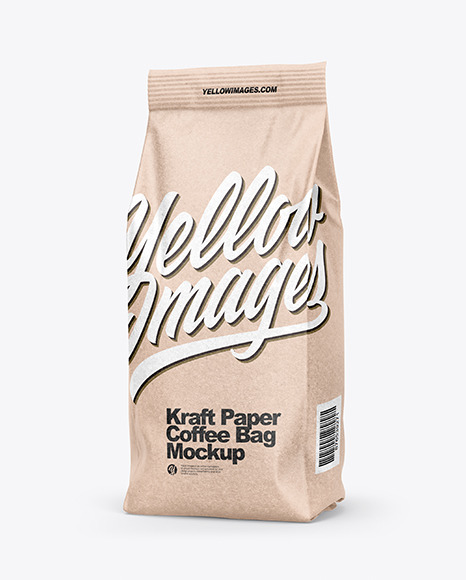 Kraft Coffee Bag Mockup - Half Side View