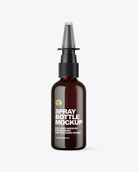 Dark Amber Glass Nasal Spray Bottle Mockup