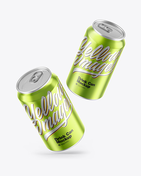 Glossy Metallic Drink Cans Mockup