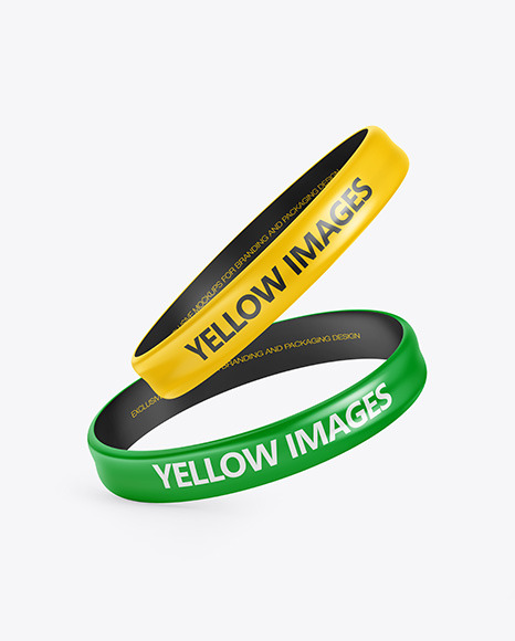 Two Glossy Silicone Wristbands Mockup