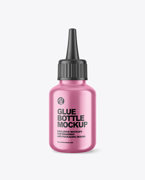 Glossy Metallic Glue Bottle Mockup