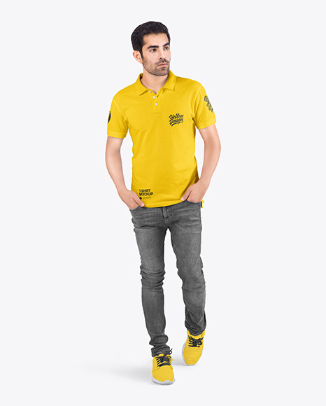 Man in a Polo T-Shirt and Jeans Mockup