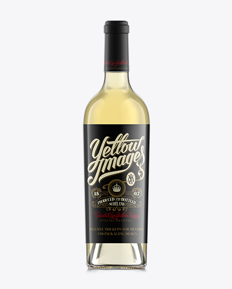 75cl Aleka Flint Glass Bottle W/ White Wine Mockup