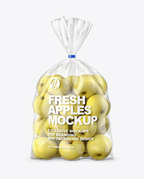 Plastic Bag with Yellow Apples Mockup