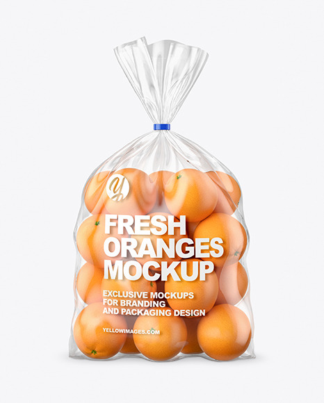Plastic Bag with Oranges Mockup