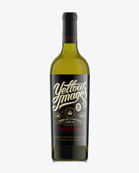 75cl Aleka Dead Lief Green Bottle W/ White Wine Mockup