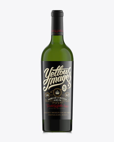 75cl Aleka Emerald Green Bottle W/ White Wine Mockup