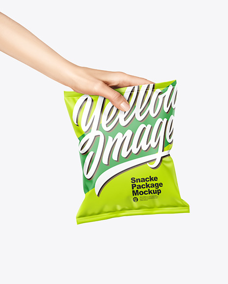 Matte Snack Package in a Hand Mockup