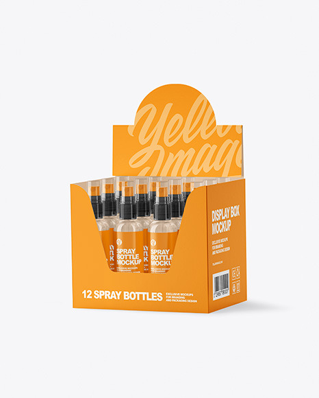 Display Box with Clear Spray Bottles Mockup