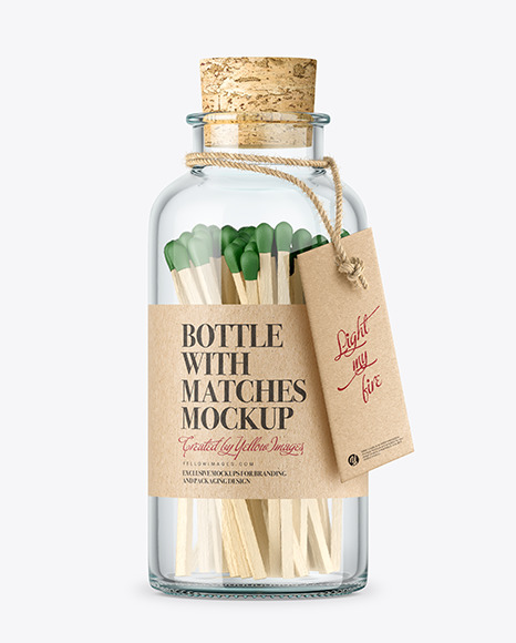 Bottle With Matches Mockup