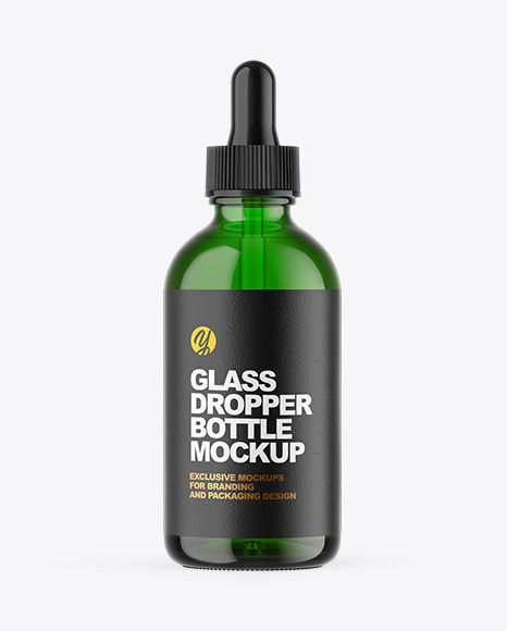 Green Glass Dropper Bottle Mockup