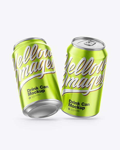 Glossy Metallic Drink Cans Mockup