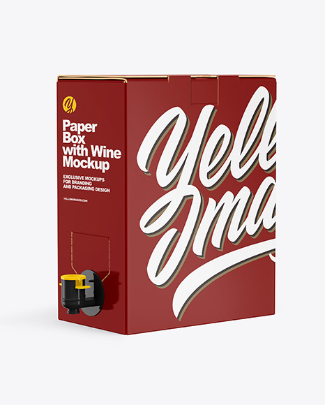 Glossy Paper Box with Wine Mockup
