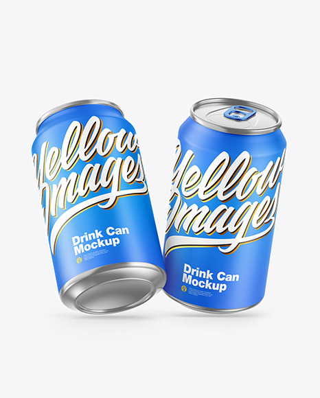 Two Metallic Drink Cans w/ Matte Finish Mockup