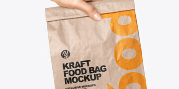 Kraft Food Bag in a Hand Mockup