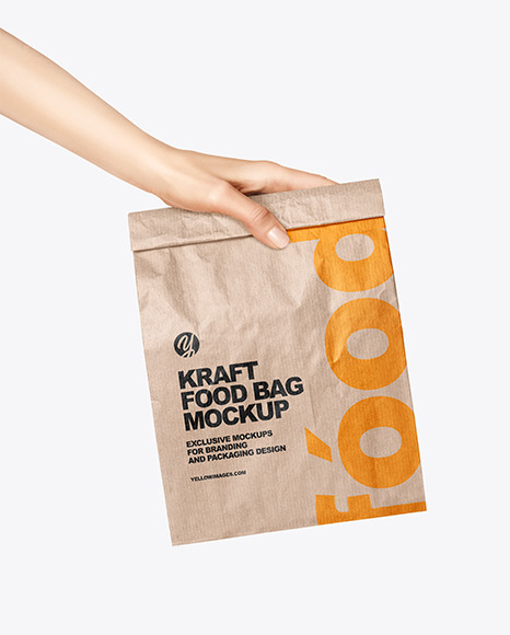 Kraft Food Bag in a Hand Mockup