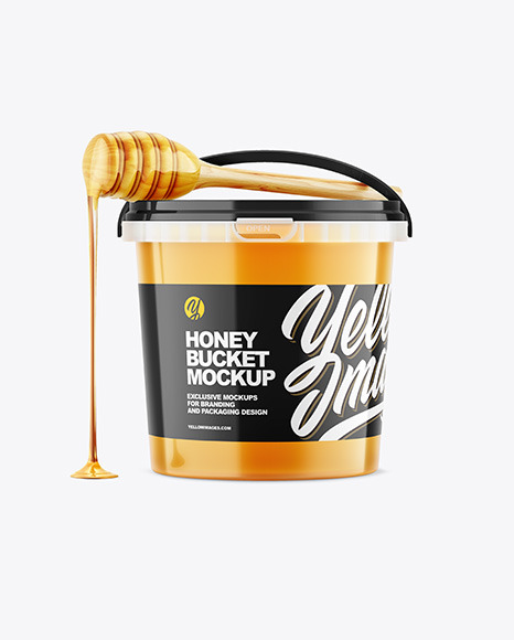 Honey Bucket with Spoon Mockup