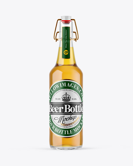 Clear Glass Lager Beer Bottle Mockup