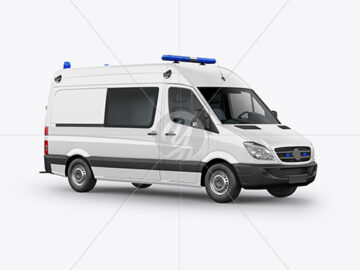 Van Ambulance Mockup - Half Side View