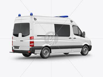 Van Ambulance Mockup - Back Half Side View