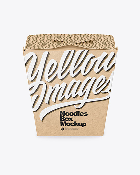 Kraft Paper Noodles Box Mockup - Front View (High Angle Shot)