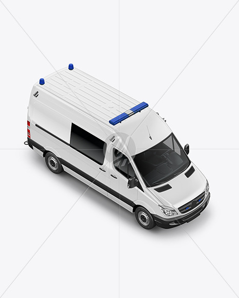 Van Ambulance Mockup - Half Side View (High-Angle Shot)
