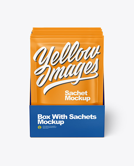 Box with Matte Sachets Mockup