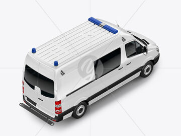 Van Ambulance Mockup - Half Side View (High-Angle Shot)