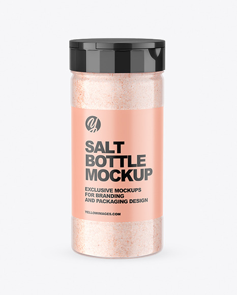 Glossy Clear Jar with Pink Salt Mockup