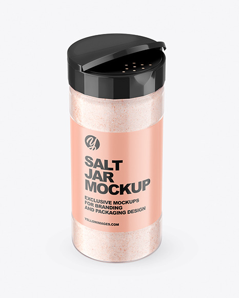 Glossy Clear Jar with Pink Salt Mockup