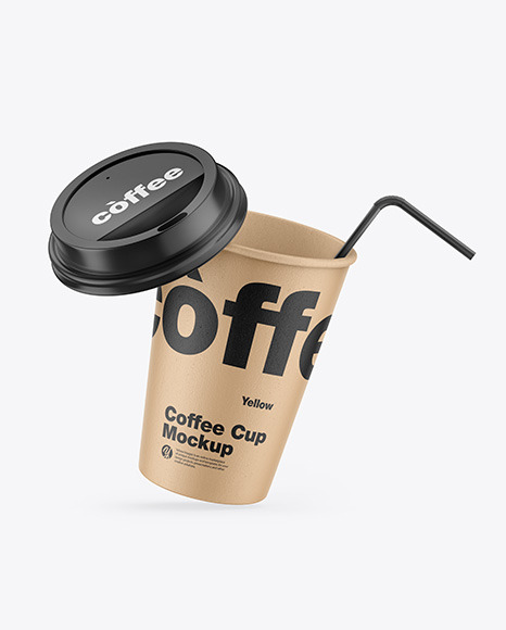 Kraft Coffee Cup w/ Straw Mockup