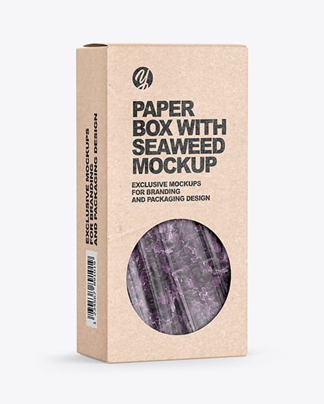 Kraft Paper Box with Seaweed Mockup