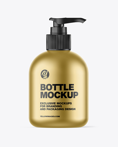 Matte Metallic Sanitizer Bottle w/ Closed Pump Mockup