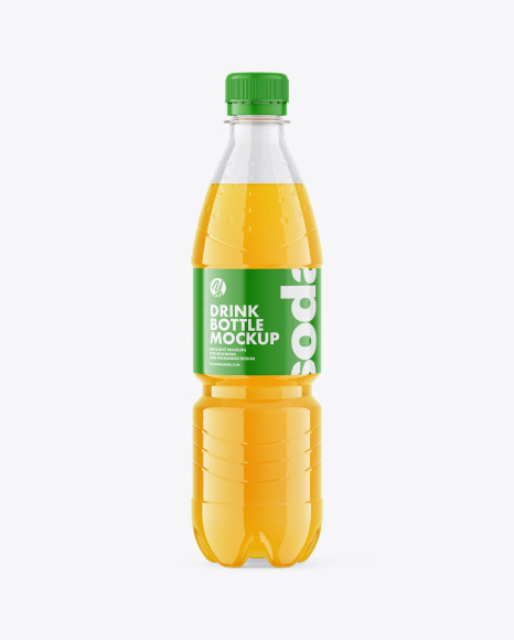 PET Bottle with Multifruit Drink Mockup