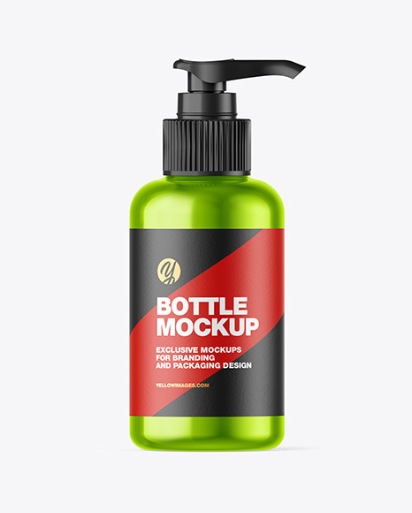 Metallic Sanitizer Bottle w/ Closed Pump Mockup