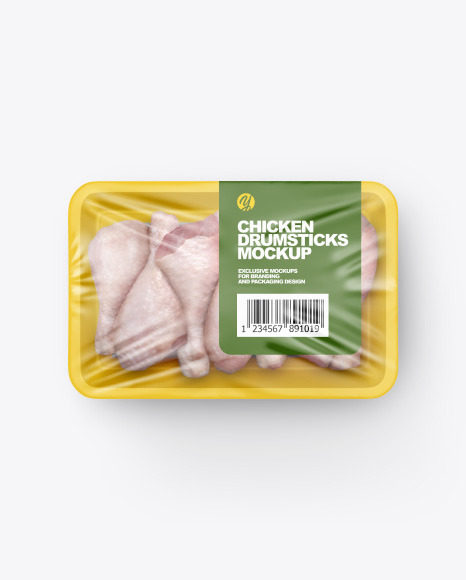 Plastic Tray With Chicken Drumsticks Mockup
