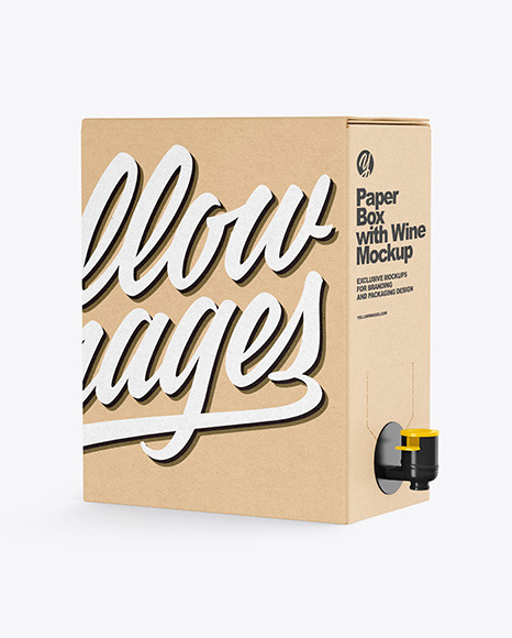 Kraft Paper Box with Wine Mockup