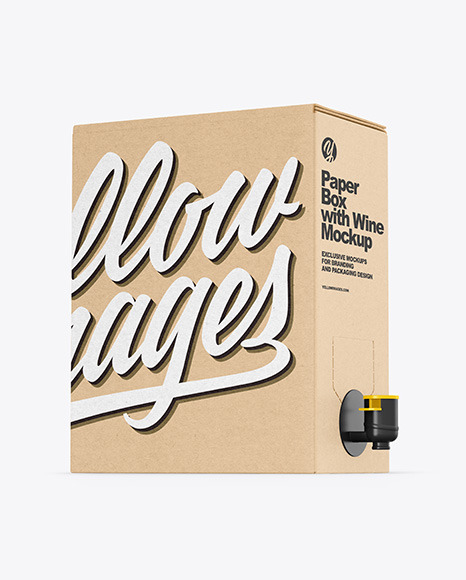 Kraft Paper Box with Wine Mockup