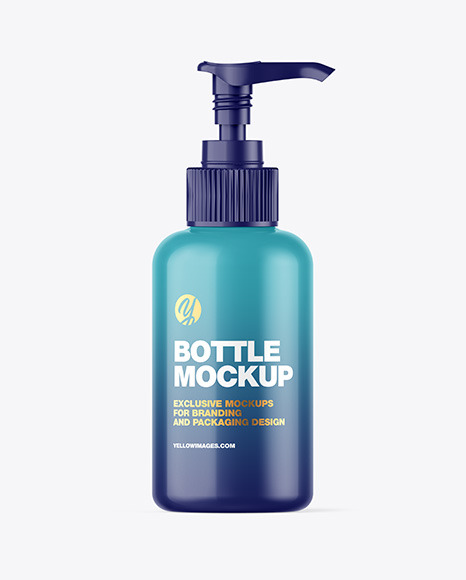 Glossy Sanitizer Bottle w/ Open Pump Mockup