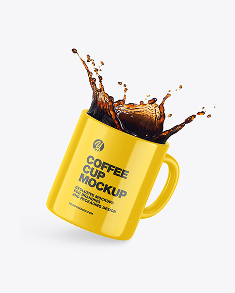Glossy Coffee Cup w/ Splash Mockup