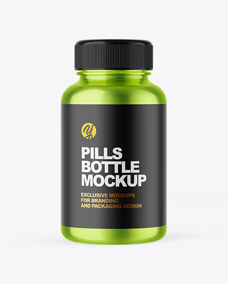 Glossy Metallic Pill Bottle Mockup