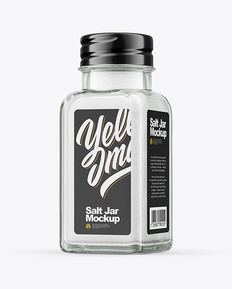 Clear Glass Jar with Salt Mockup