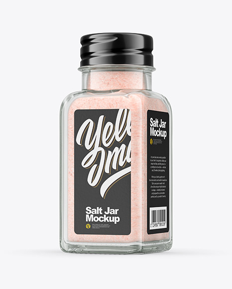 Clear Glass Jar with Pink Salt Mockup
