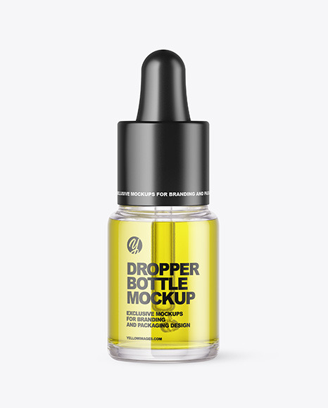 Clear Glass Dropper Bottle with Oil Mockup