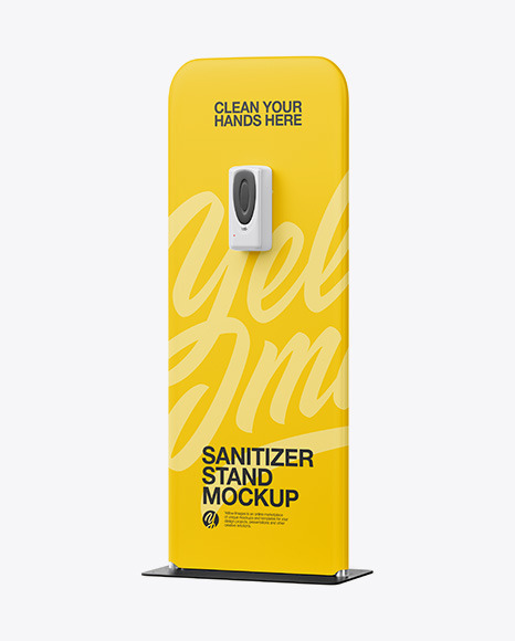 Hand Sanitizer Stand Mockup - Half Side View