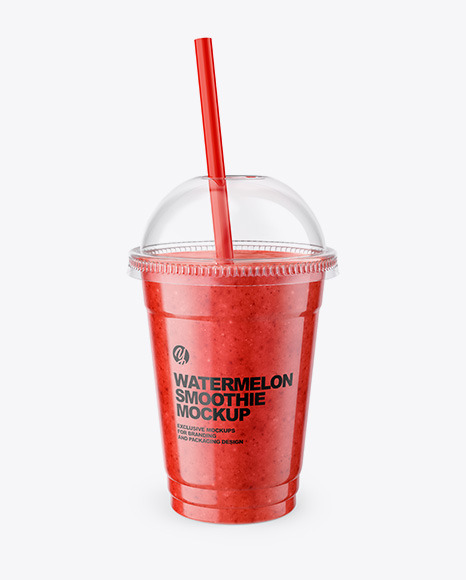 Watermelon Smoothie Cup with Straw