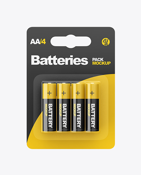 4 Pack Battery AA Mockup - Front View