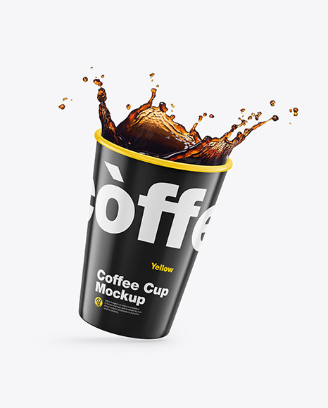 Glossy Coffee Cup w/ Splash Mockup