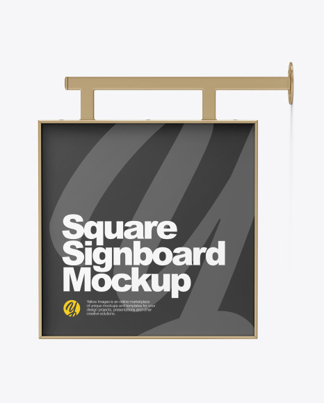 Metallic Square Signboard Mockup