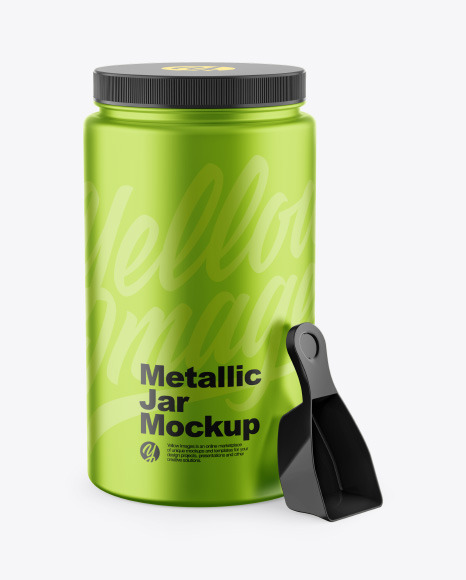 Metallic Jar w/ Spoon Mockup